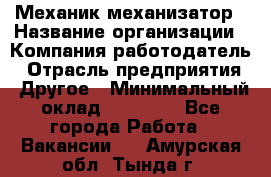 Механик-механизатор › Название организации ­ Компания-работодатель › Отрасль предприятия ­ Другое › Минимальный оклад ­ 23 000 - Все города Работа » Вакансии   . Амурская обл.,Тында г.